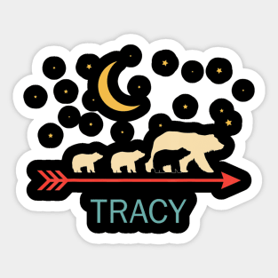 Tracy Name Gift Personalized Mama Bear With 3 Cubs Sticker